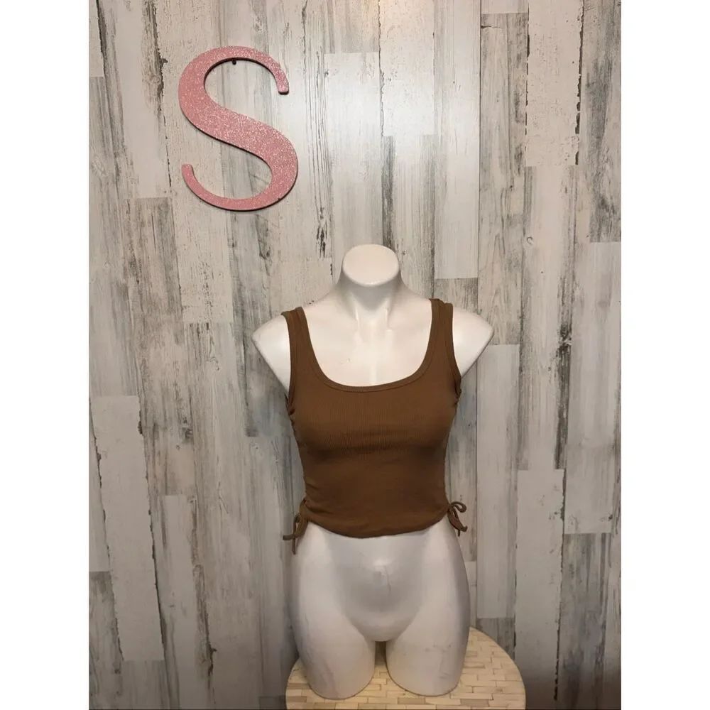 Brown Ruched Side Tank Top – Size Small